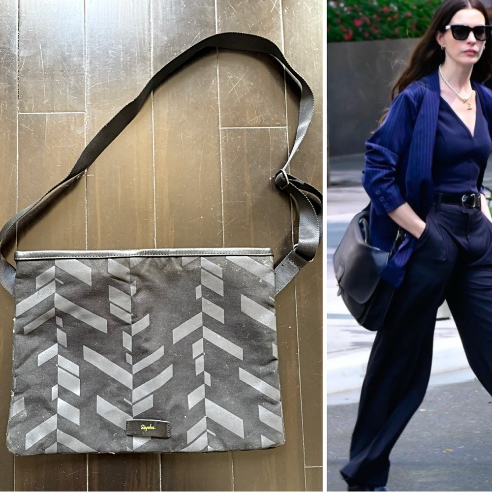 Rapha black geometric reflective messenger bike Crossbody Bag